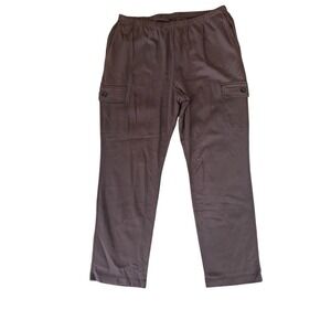 Lands End NWOT Cotton Stretch Pull On Pants Womans SZ 1X Brown, Pockets